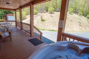 Covered deck hot tub...