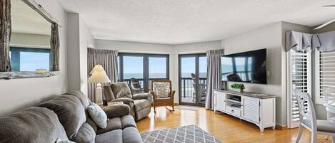 Relax in a beautifully remolded oceanfront condo for vacation.