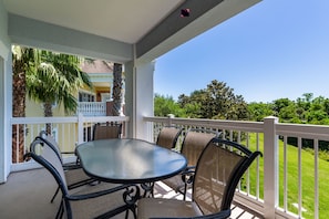 Enjoy a drink on the private balcony