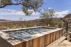 14ft by 7ft giant hot tub overlooking the valley