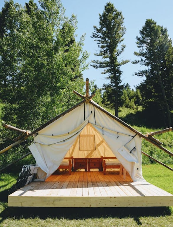 Glamping tents sleep two each.