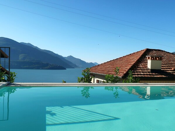 Wasser, Himmel, Gebäude, Eigentum, Berg, Schwimmbad, Azurblau, Rechteck, Haus, Schatten