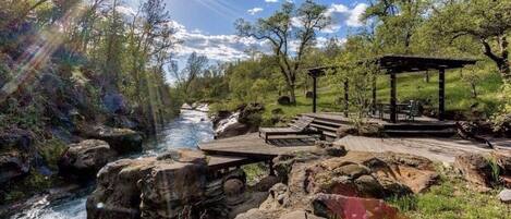 Private Creekside Deck overlooking Whitmore Falls