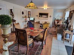 Large living room, dining room.