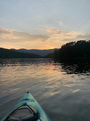 Kayaking at sunset on the Reservoir off our Point.