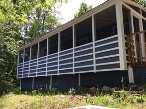 The Front of the cottage/screened in porch. 