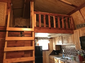 Loft with full bed, and Kitchen