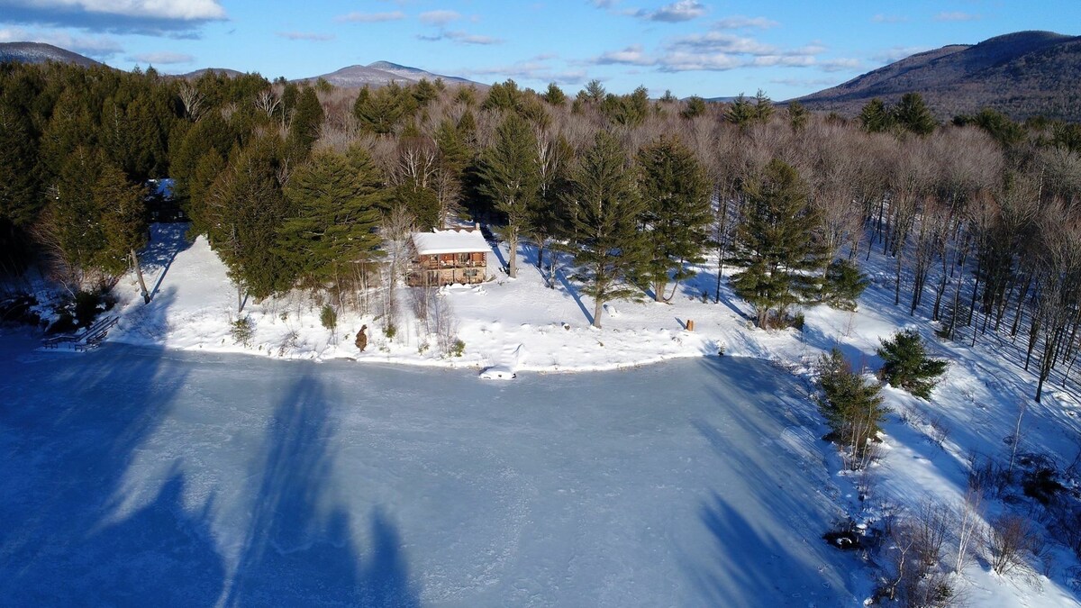 Tranquil Log Cabin on Lake 10 minutes from Windham & Hunter Mts (dog friendly)