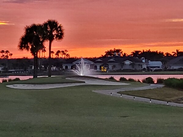 Sunrise over Clubhouse. View from Lanai