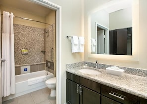 Get ready for your day in the bathroom.