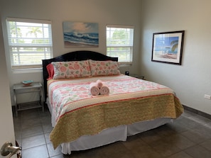 King size bed ready for you to get a good night sleep. 