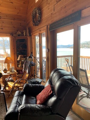Living Room Area looking out at the Lake.