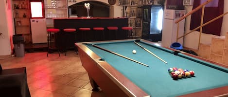 pool table and bar