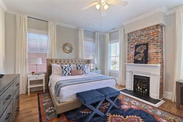 Bedroom with King bed and two luxury trundle twin beds