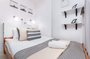 Comfortable bedroom with a double bed.