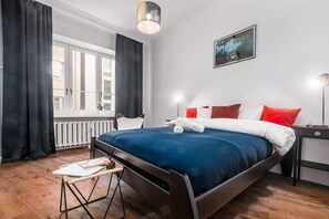 Cozy bedroom in the apartment. 