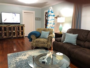 Livingroom view from the couch! New SmartTV is shown with Netflix, HBO, etc.