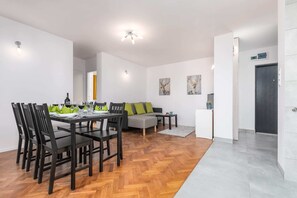 Dining area and spacious living room.