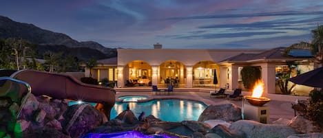 Exquisite Backyard Oasis - pool, spa, waterslide, water & fire bowl, and more!