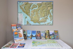 Tourist booth in the Laundry room. Maps and list of places to see