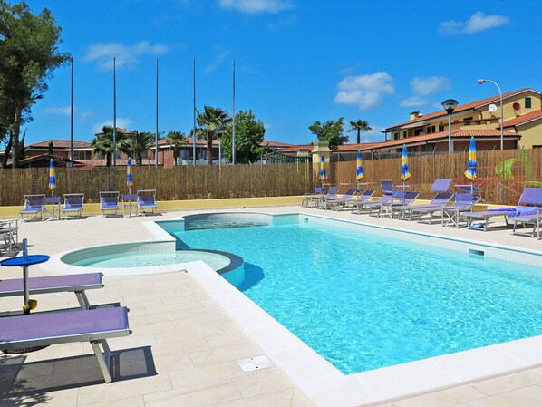 Water, Sky, Property, Cloud, Swimming Pool, Azure, Shade, Outdoor Furniture, Tree, Plant