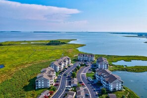 Harbor Drive in Bethany Bay with the Indian River Bridge in the distance.