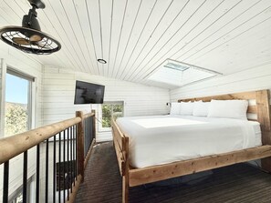 Treetop Cabin 3 has a king bed with a stargazing skylight right above where you sleep!  