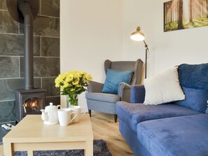 Comfy living area with wood burner | Fig Tree Cottage, Pancrasweek, near Bude