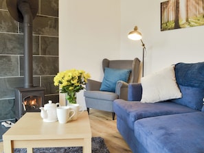 Comfy living area with wood burner | Fig Tree Cottage, Pancrasweek, near Bude