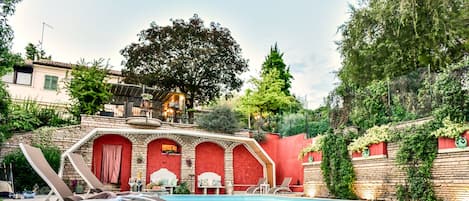 front view of the villa from the pool area