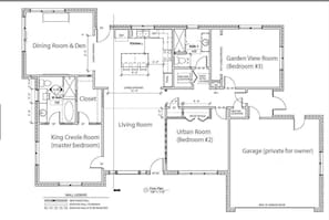 Floor plan showing 3 bedrooms & 2 bathrooms