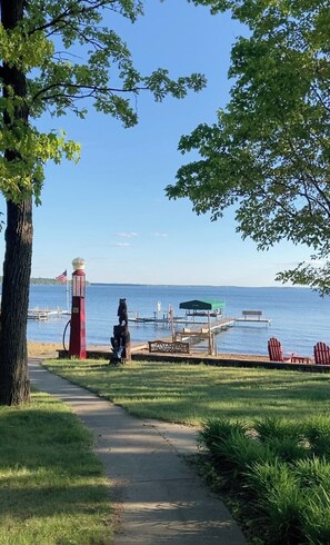Lake access is 600 feet from the cabin.

