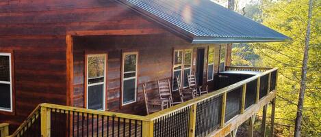 Plenty of room on the deck for relaxing and enjoying the mountain air.