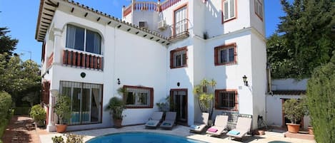 The villa with private pool has three levels