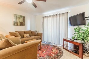 Living area includes a TV set with Cable services