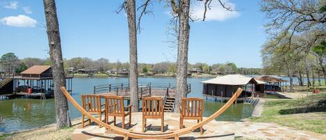 Gorgeous views of the lake from the oversized yard.