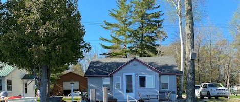 A view of the dock and house from the water