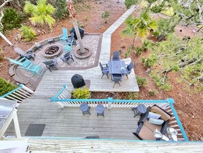 Outdoor seating area, fire pit was removed due to community ordinance.