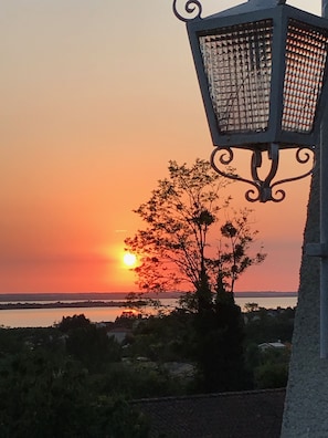 View from patio at night