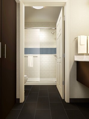 Get ready for your day in the bathroom.
