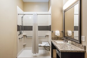 Get ready for your day in the bathroom.
