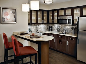 Enjoy a meal in the kitchen.