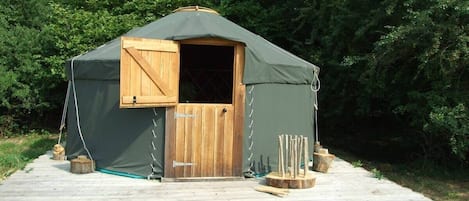'Oak' yurt family accommodation.