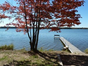 View looking out over lake and the private dock.