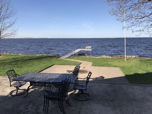 Outdoor seating, fire pit and dock