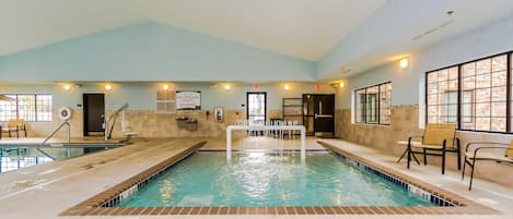 Splash around in the indoor pool.