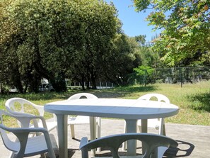 Furniture, Table, Outdoor Table, Property, Outdoor Furniture, Tree, Botany, Picnic Table, Chair, House