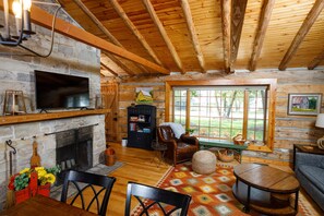 Gather with family and friends in this cozy living area