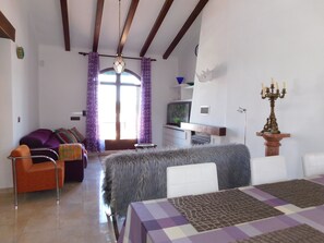 Living area  with Air con and vaulted ceiling 