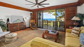 Poipu Kapili Resort #48 - Ocean View Living Room - Parrish Kauai
